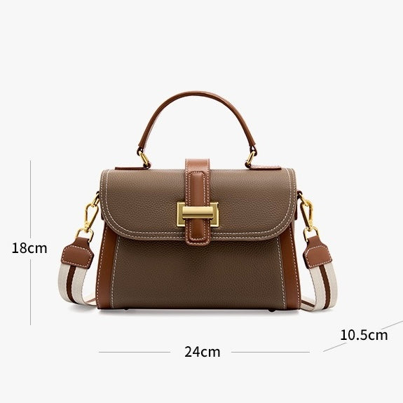 Women’s Genuine Leather Structured Top Handle Crossbody Bag in Luxe Minimalist Style