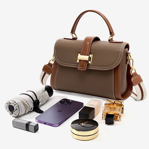 Women’s Genuine Leather Structured Top Handle Crossbody Bag in Luxe Minimalist Style