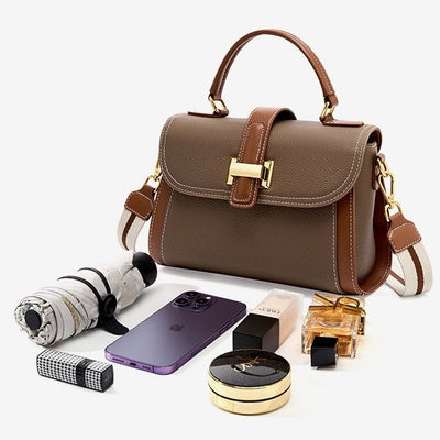 Women’s Genuine Leather Structured Top Handle Crossbody Bag in Luxe Minimalist Style