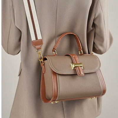 Women’s Genuine Leather Structured Top Handle Crossbody Bag in Luxe Minimalist Style