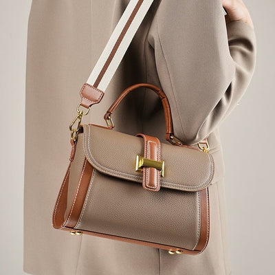 Women’s Genuine Leather Structured Top Handle Crossbody Bag in Luxe Minimalist Style