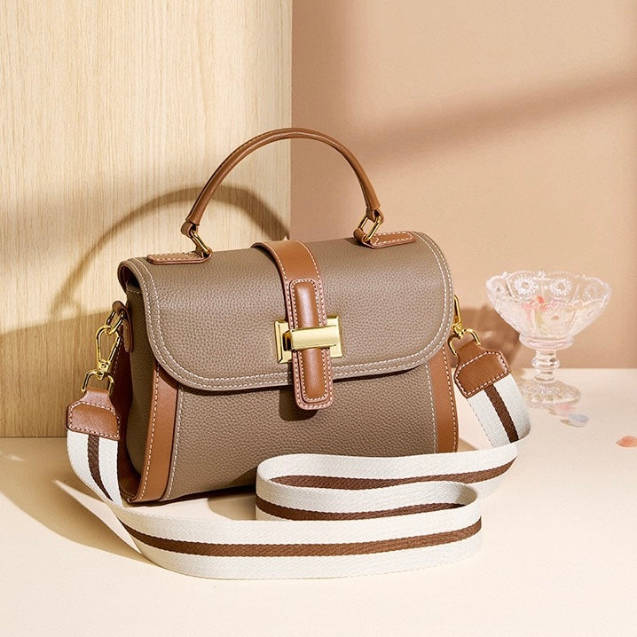 Women’s Genuine Leather Structured Top Handle Crossbody Bag in Luxe Minimalist Style