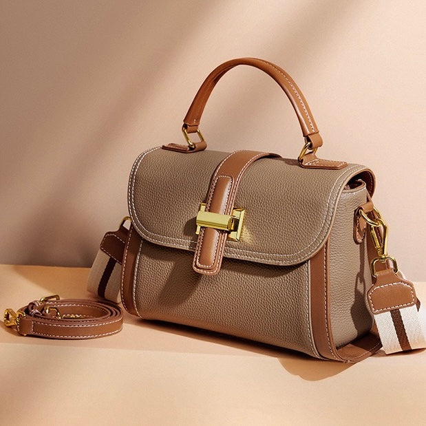 Women’s Genuine Leather Structured Top Handle Crossbody Bag in Luxe Minimalist Style