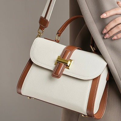 Women’s Genuine Leather Structured Top Handle Crossbody Bag in Luxe Minimalist Style