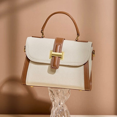 Women’s Genuine Leather Structured Top Handle Crossbody Bag in Luxe Minimalist Style