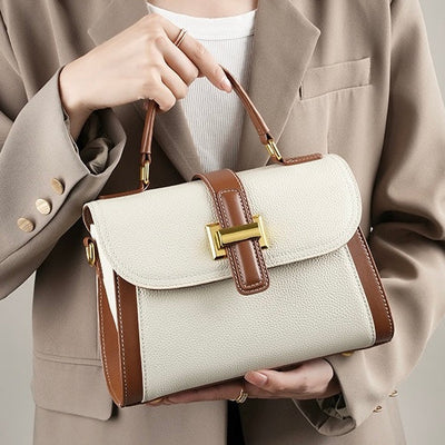 Women’s Genuine Leather Structured Top Handle Crossbody Bag in Luxe Minimalist Style