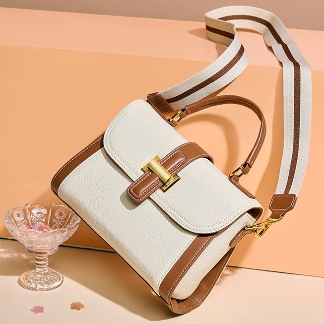 Women’s Genuine Leather Structured Top Handle Crossbody Bag in Luxe Minimalist Style