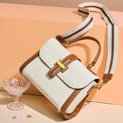 Women’s Genuine Leather Structured Top Handle Crossbody Bag in Luxe Minimalist Style