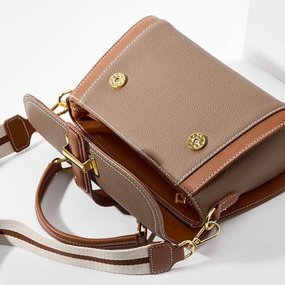 Women’s Genuine Leather Structured Top Handle Crossbody Bag in Luxe Minimalist Style