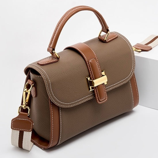 Women’s Genuine Leather Structured Top Handle Crossbody Bag in Luxe Minimalist Style