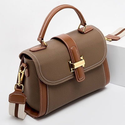 Women’s Genuine Leather Structured Top Handle Crossbody Bag in Luxe Minimalist Style