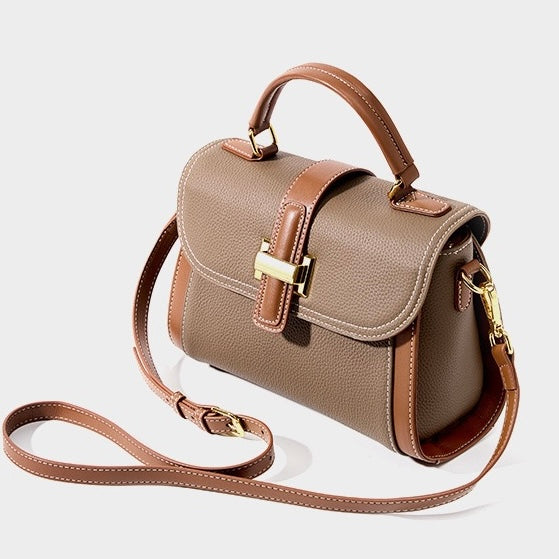 Women’s Genuine Leather Structured Top Handle Crossbody Bag in Luxe Minimalist Style