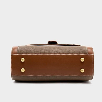 Women’s Genuine Leather Structured Top Handle Crossbody Bag in Luxe Minimalist Style