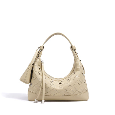 Women’s Genuine Leather Woven Dumpling Shoulder & Crossbody Bag