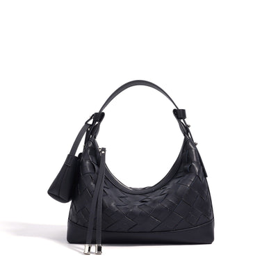 Women’s Genuine Leather Woven Dumpling Shoulder & Crossbody Bag