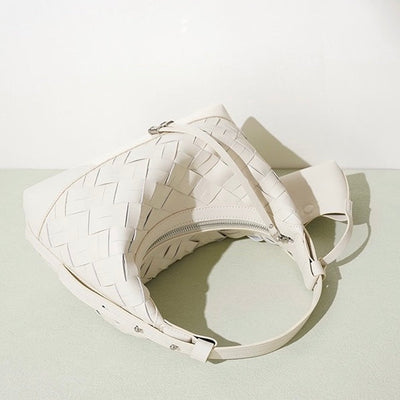 Women’s Genuine Leather Woven Dumpling Shoulder & Crossbody Bag
