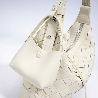 Women’s Genuine Leather Woven Dumpling Shoulder & Crossbody Bag