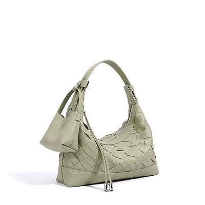 Women’s Genuine Leather Woven Dumpling Shoulder & Crossbody Bag