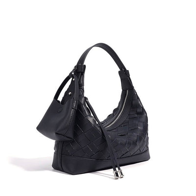 Women’s Genuine Leather Woven Dumpling Shoulder & Crossbody Bag