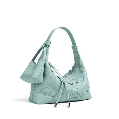 Women’s Genuine Leather Woven Dumpling Shoulder & Crossbody Bag