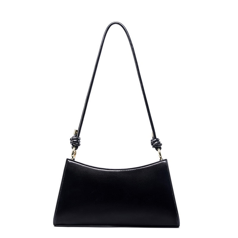 Women‘s Luxurious Genuine Leather Underarm Baguette Bag