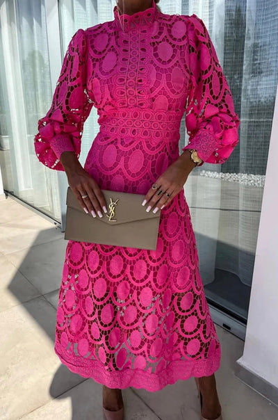 Elegant Lace Detail Midi Dress
