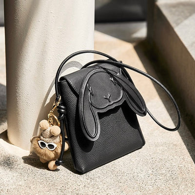 Rabbit - Inspired Women's Genuine Leather Mini Crossbody Phone Bag