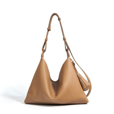 Women's Genuine Leather Minimalist Tote Dumpling Bag Shop Handbag