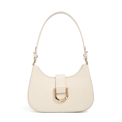 Women’s Soft Top-Grain Leather Baguette Shoulder Bag in Minimalist Commuter Style