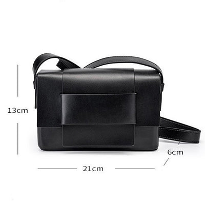 Women’s Genuine Leather Woven Box Crossbody Shoulder Bag in Minimalist Style
