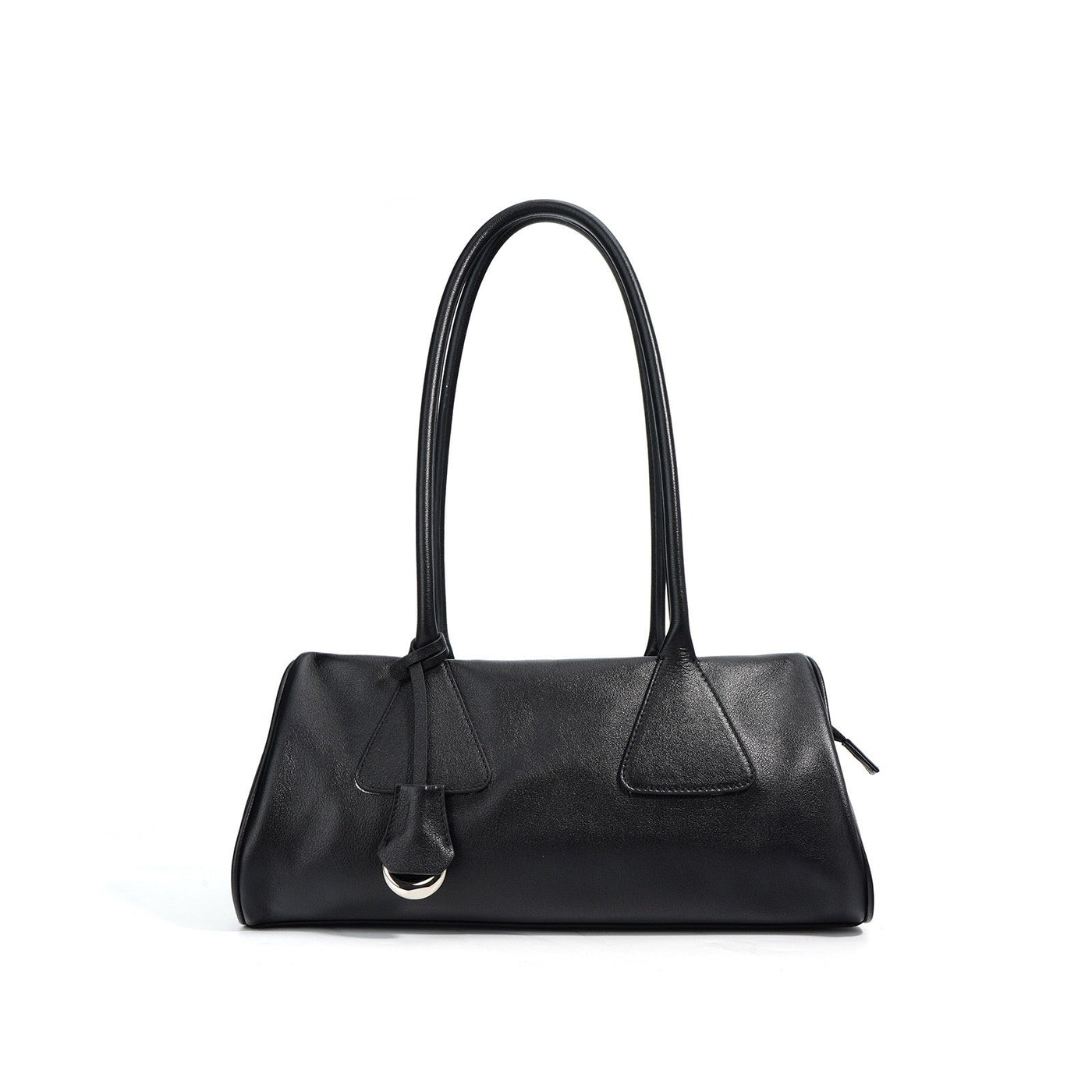 Women’s Genuine Leather Triangle Barrel Shoulder Bag – 2025 Vintage Edition