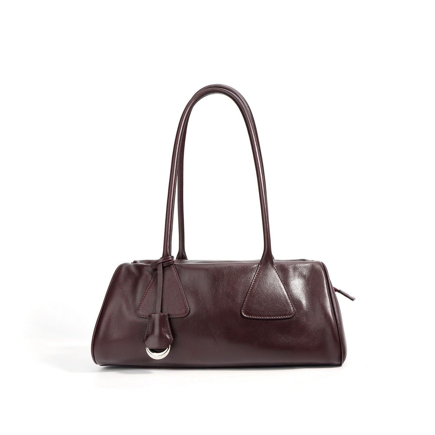 Women’s Genuine Leather Triangle Barrel Shoulder Bag – 2025 Vintage Edition