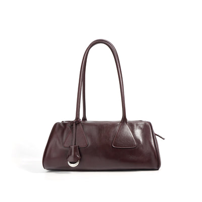 Women’s Genuine Leather Triangle Barrel Shoulder Bag – 2025 Vintage Edition
