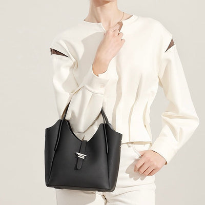 Women’s Genuine Leather Commuter Top Handle Crossbody Shoulder Bag In Minimalist Style