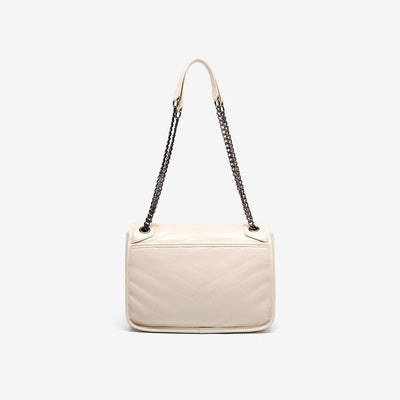 Women’s Genuine Leather Chain Detail Large Capacity Messenger Shoulder Bag