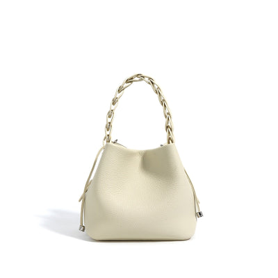 Women's Genuine Top-Grain Leather Versatile Commuting Bucket Bag Single-Shoulder Crossbody Elegant Handheld Bag