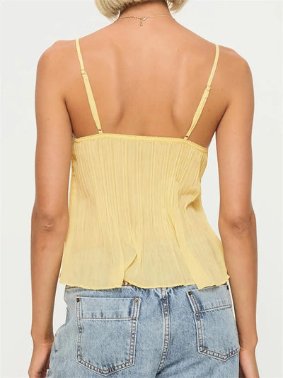 Sunlace Pleated Top – Soft Lemon Glow
