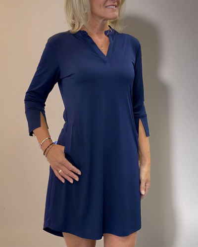LOUISA - V-Neck Solid Color Dress