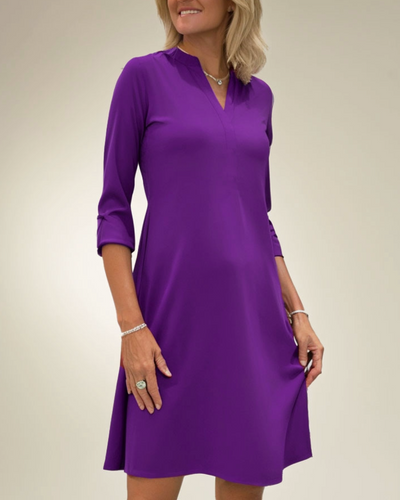 LOUISA - V-Neck Solid Color Dress