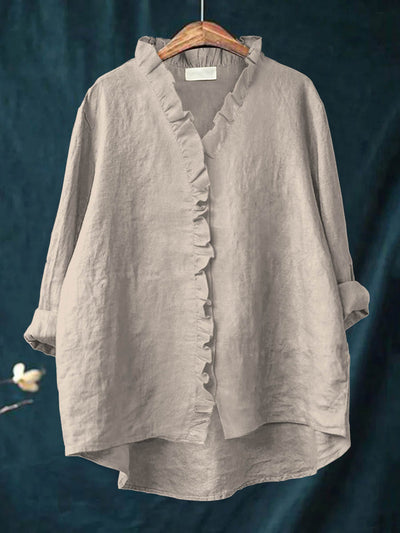 Jamy- Cotton and Linen Blouse with Frill