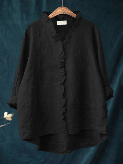 Jamy- Cotton and Linen Blouse with Frill