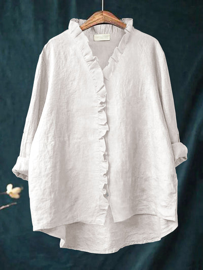 Jamy- Cotton and Linen Blouse with Frill